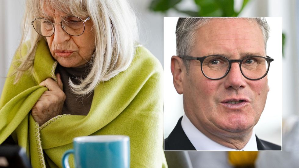 Keir Starmer and pensioner feeling cold