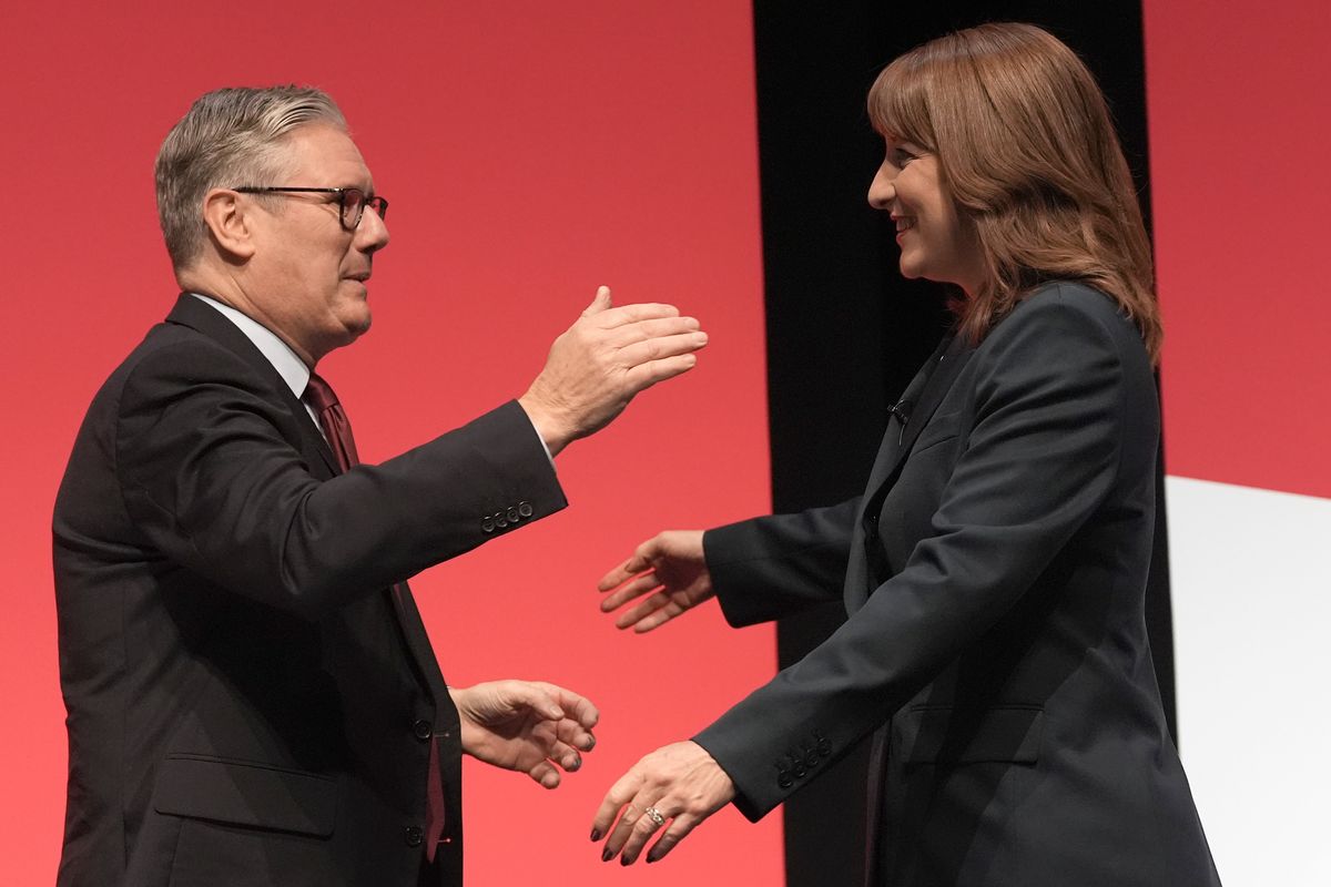 Keir Starmer and Rachel Reeves going in for a hug