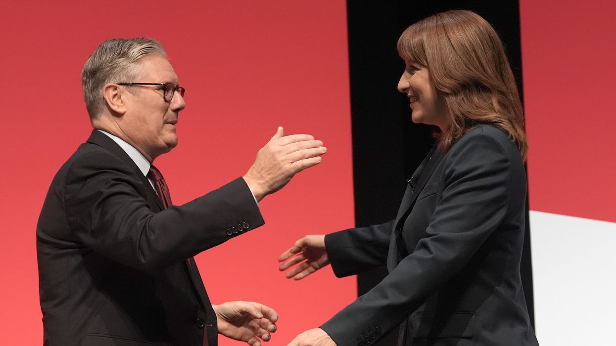 Keir Starmer and Rachel Reeves going in for a hug