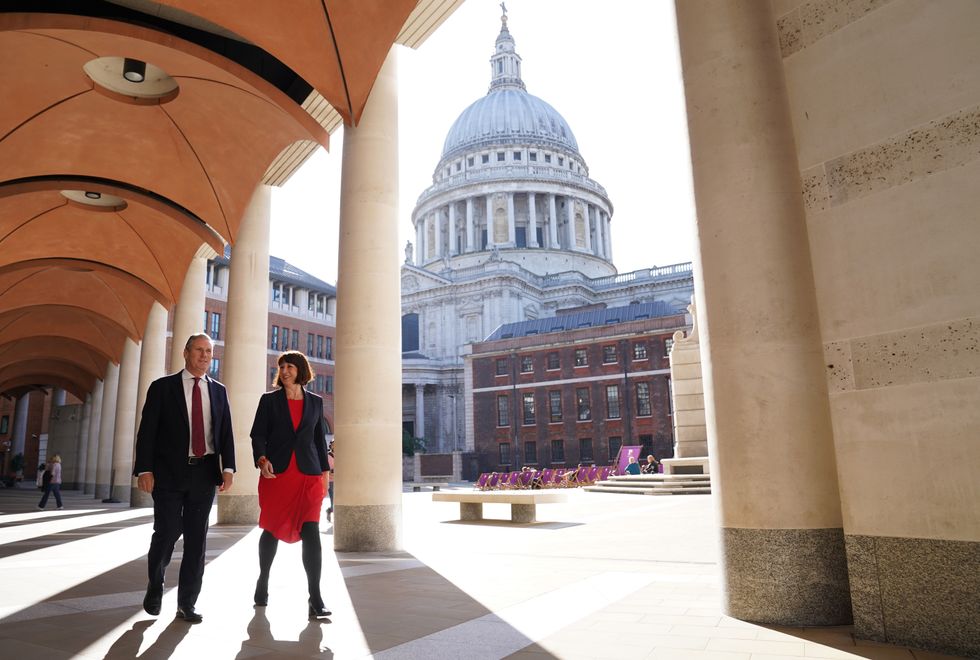 Keir Starmer and Rachel Reeves on a visit to the London Stock Exchange in 2023