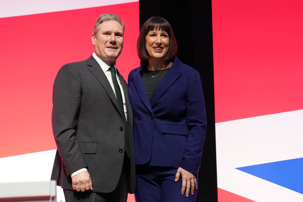 Keir Starmer and Rachel Reeves on stage at the Labour Party Conference
