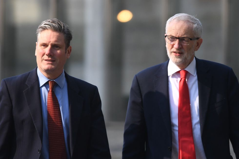 Keir Starmer and then Labour Party leader Jeremy Corbyn in March 2019\u200b