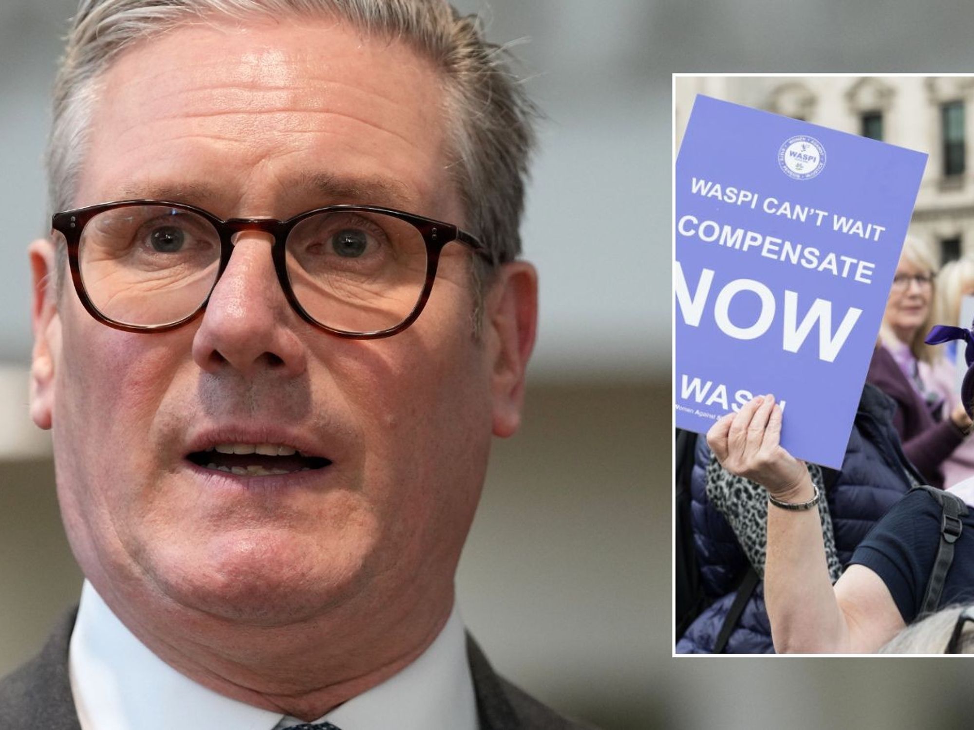 Keir Starmer and Waspi protesters