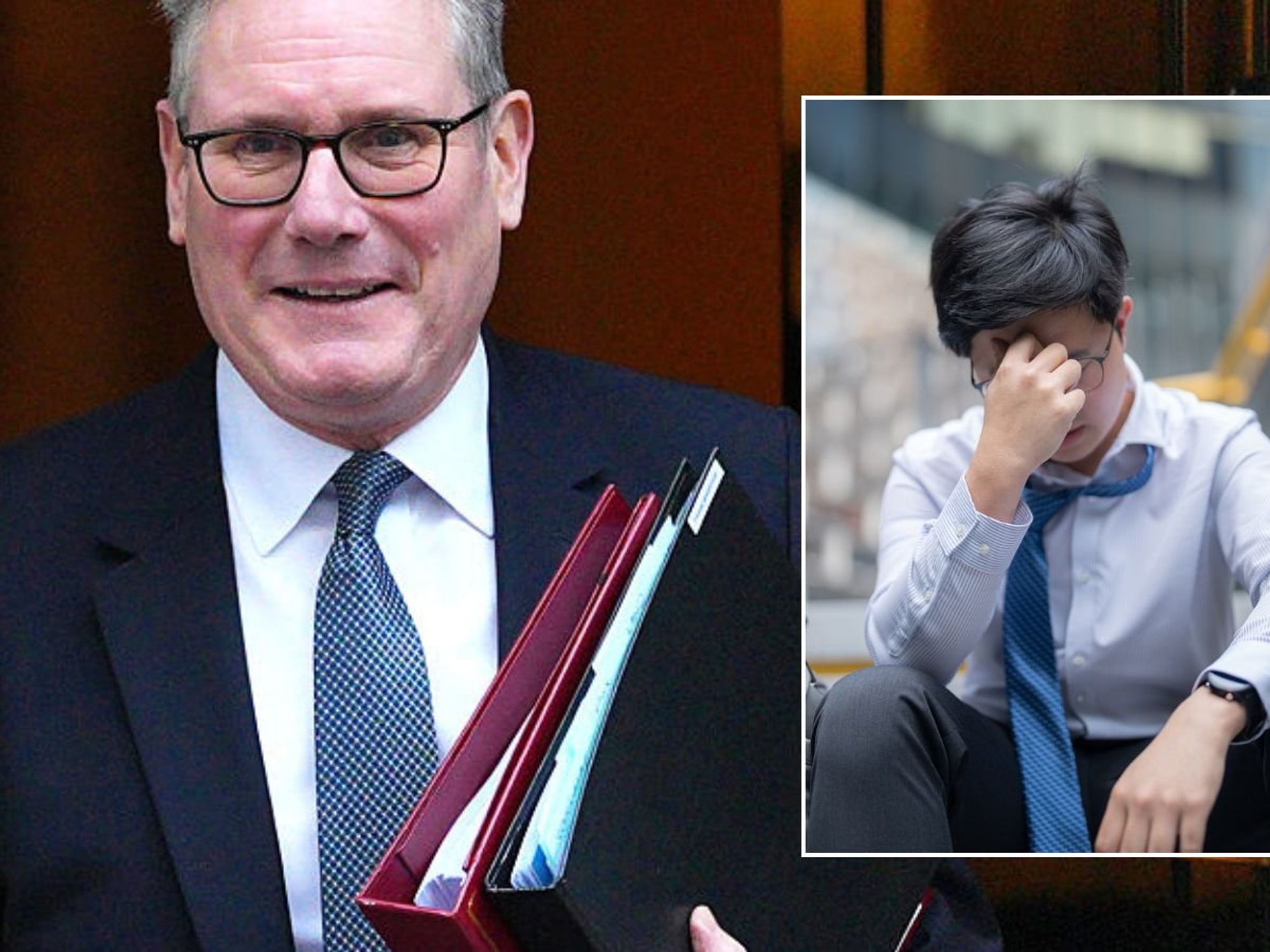 Keir Starmer and young man in distress