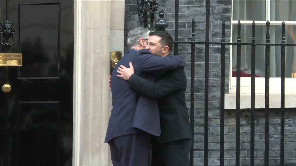 Keir Starmer and Zelensky hug