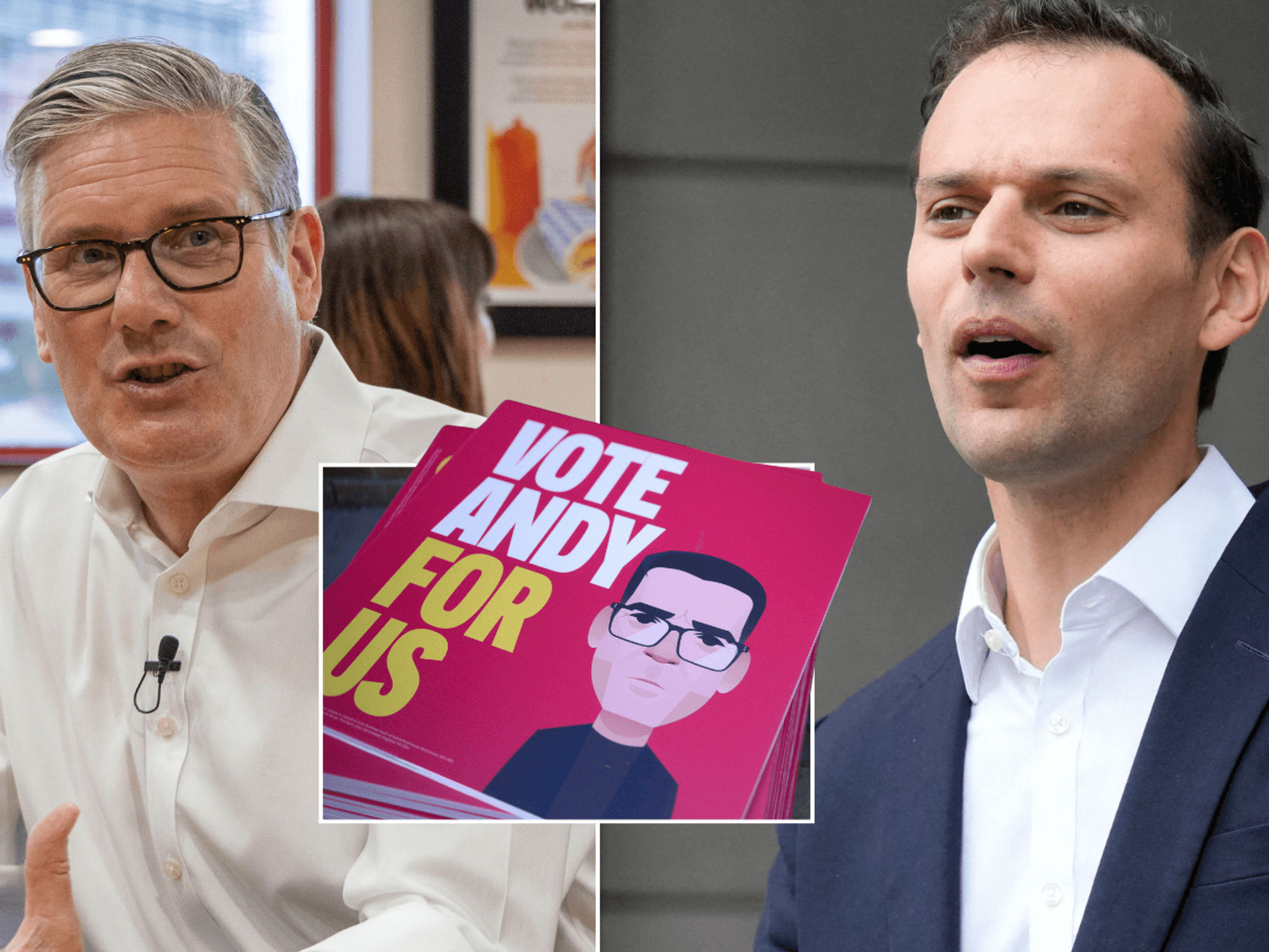 Keir Starmer; Andy Burnham campaign literature; Josh SImons