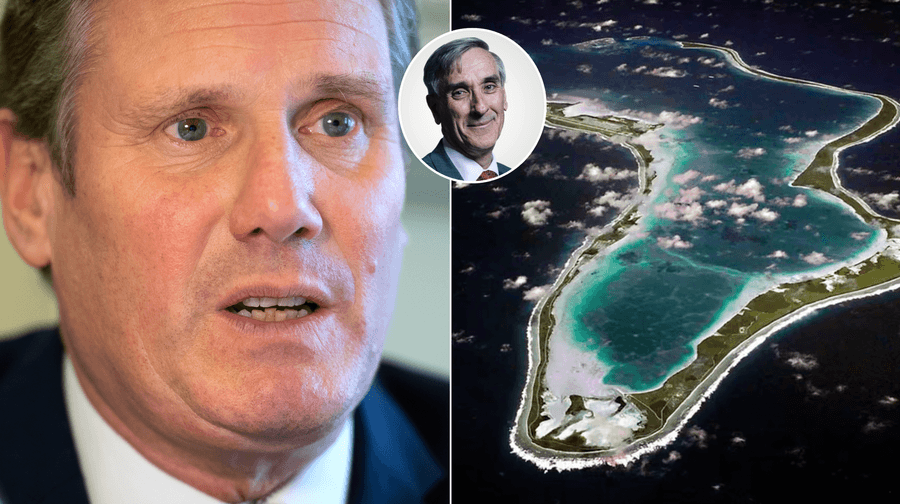Keir Starmer (left), Chagos Islands (right)