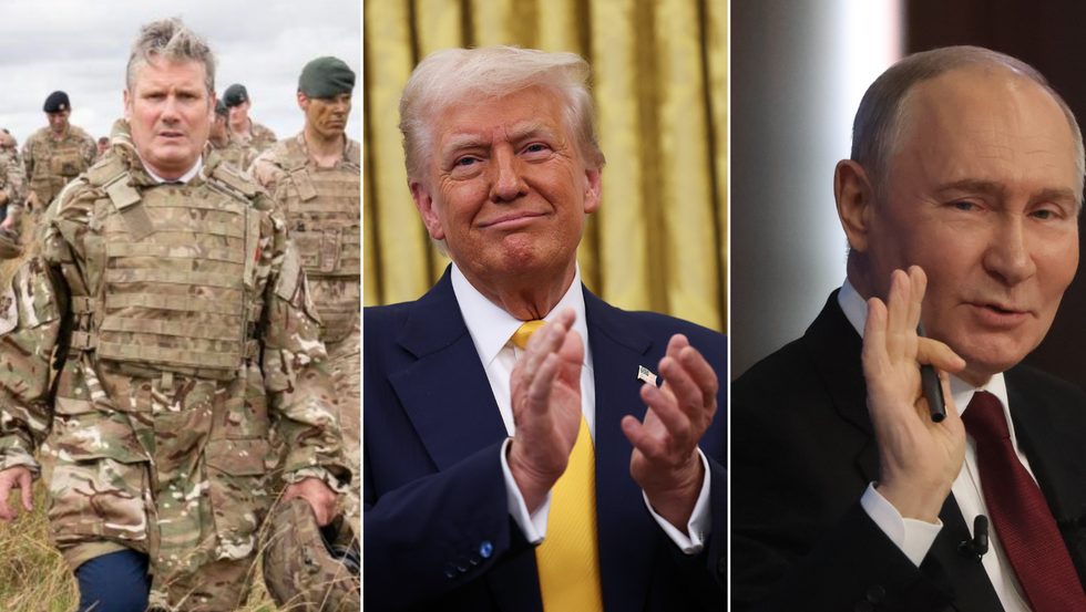 Keir Starmer (left), Donald Trump (middle), Vladimir Putin (right)