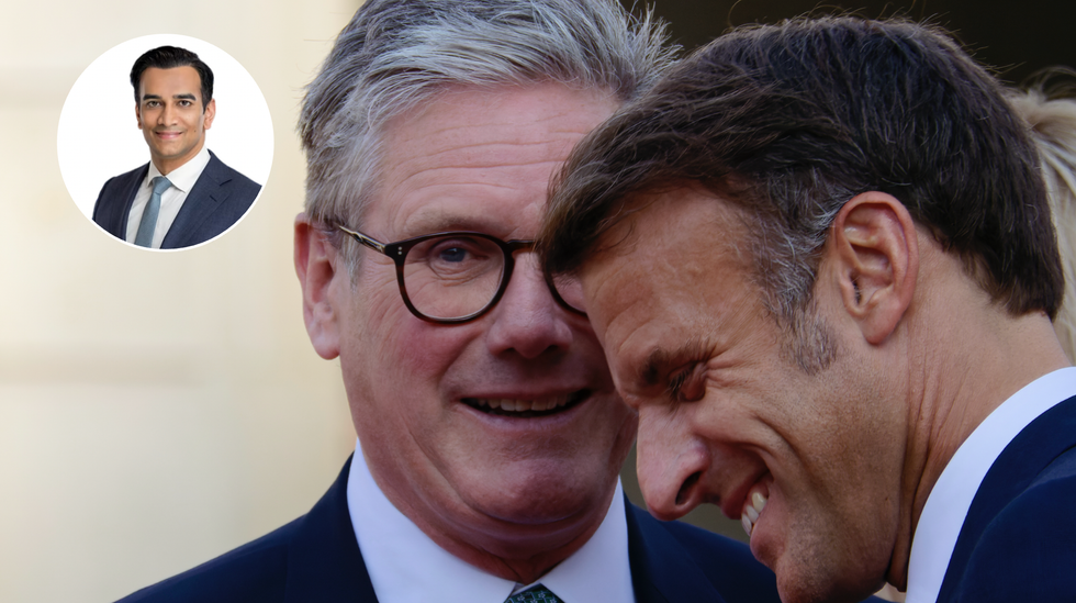 Keir Starmer (left), Emmanuel Macron (right)