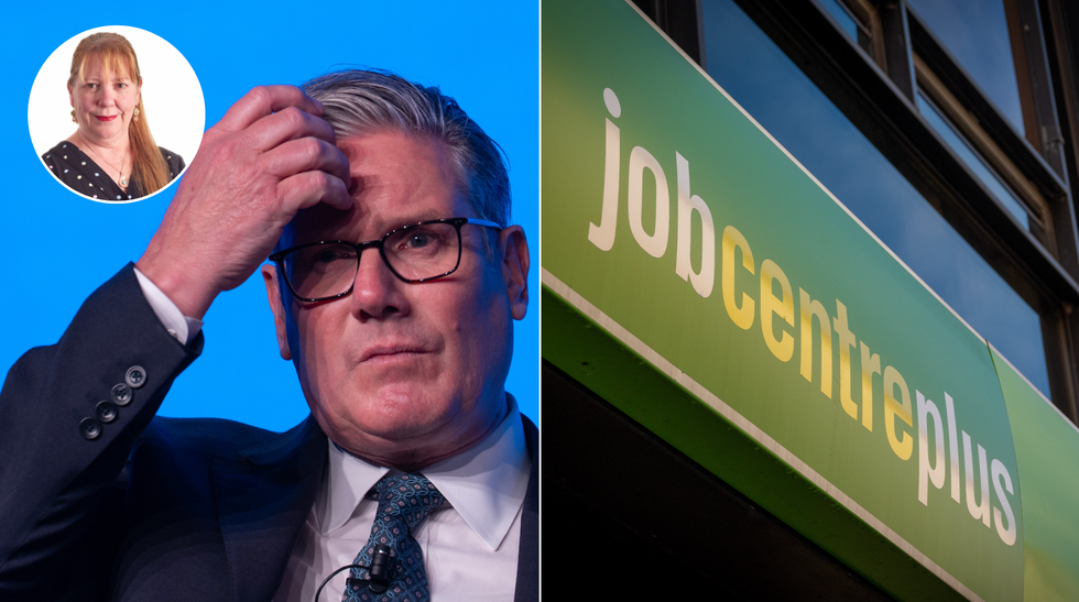 Keir Starmer (left), Job Centre Plus (right)