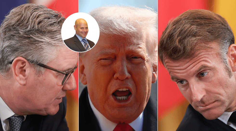 Keir Starmer (left), Lee Cohen (middle), Donald Trump (third right), Emmanuel Macron (right)