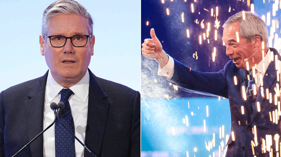 Keir Starmer (left), Nigel Farage (right)