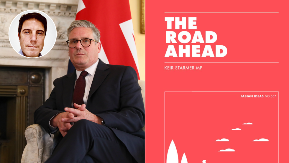 Keir Starmer (left), Road Ahead Keir Starmer booklet (right)