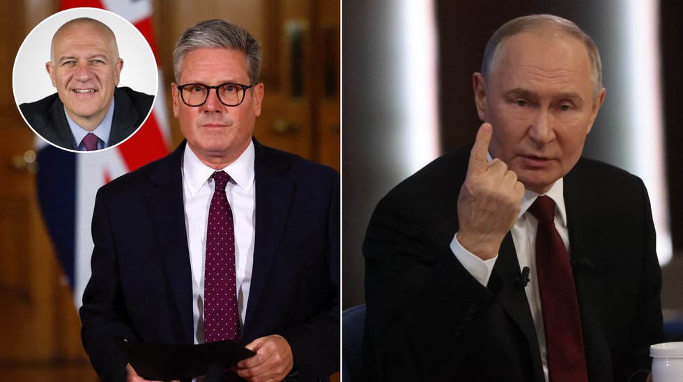 Keir Starmer (left), Vladimir Putin (right)