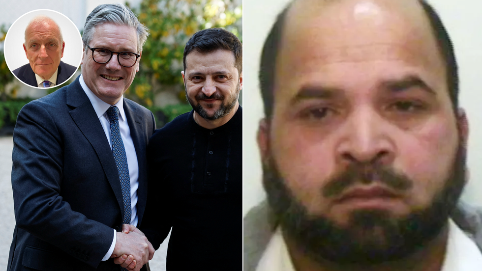 Keir Starmer (left), Volodymyr Zelensky (second left), Qari Abdul Rauf (right)