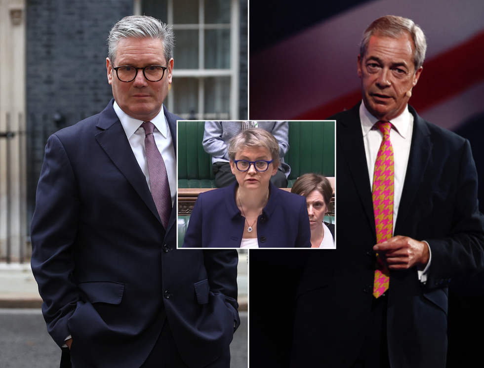 Keir Starmer (left), Yvette Cooper (centre), Nigel Farage (right)