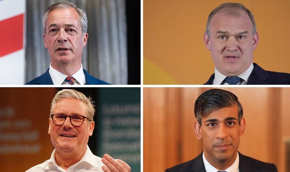 Keir Starmer, Nigel Farage, Ed Davey and Rishi Sunak