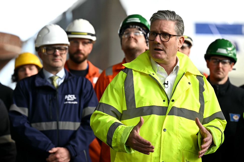 Keir Starmer on a defence visit to a shipbuilding firm in Liverpool