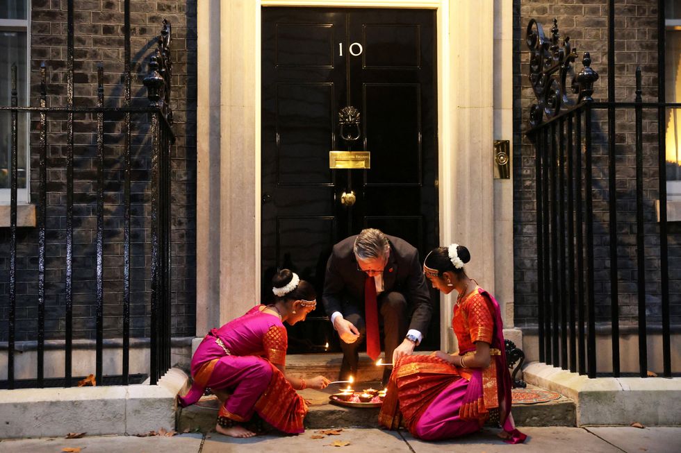Keir Starmer outside Downing St to mark Diwali