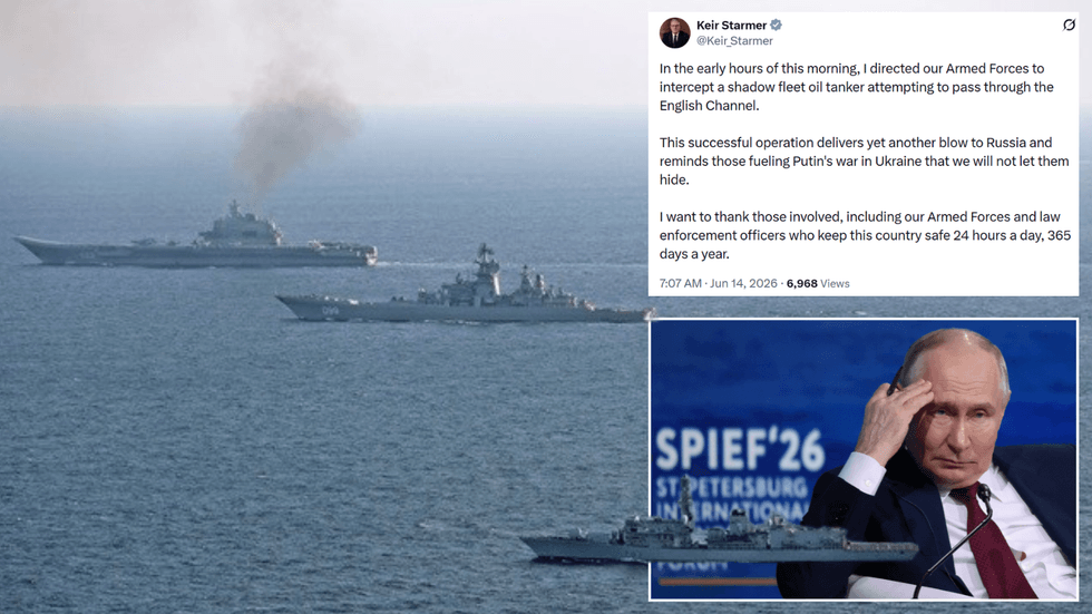 Britain intercepts Russian tanker attempting to breach English Channel as Keir Starmer describes move as 'blow' to Vladimir Putin