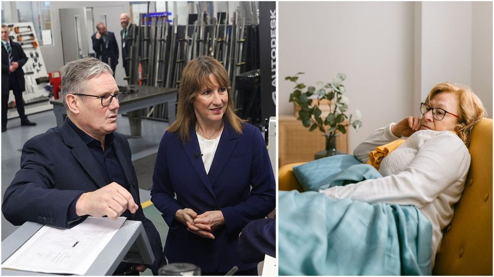 Keir Starmer, Rachel Reeves and state pensioner