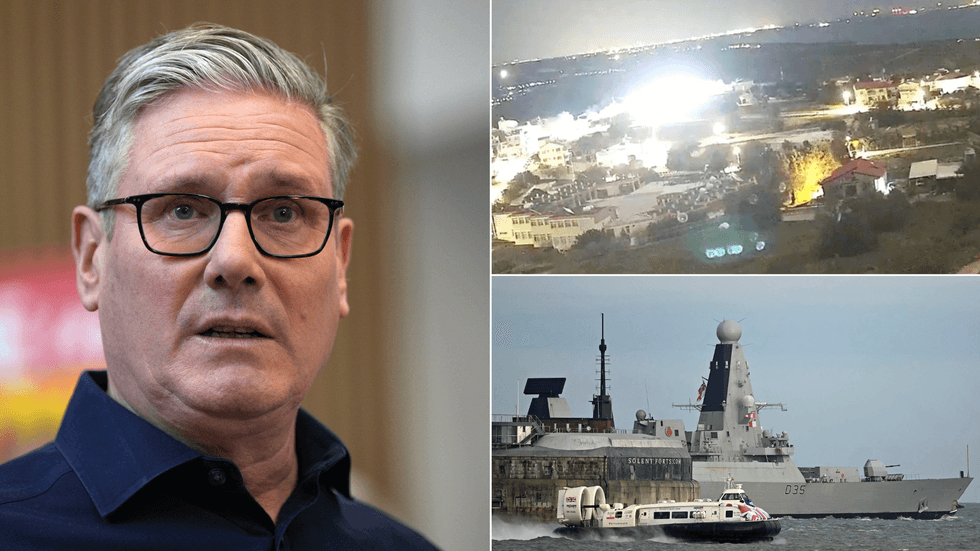 Keir Starmer (right), attack on British base in Cyprus (top right), HMS dragon (bottom right)