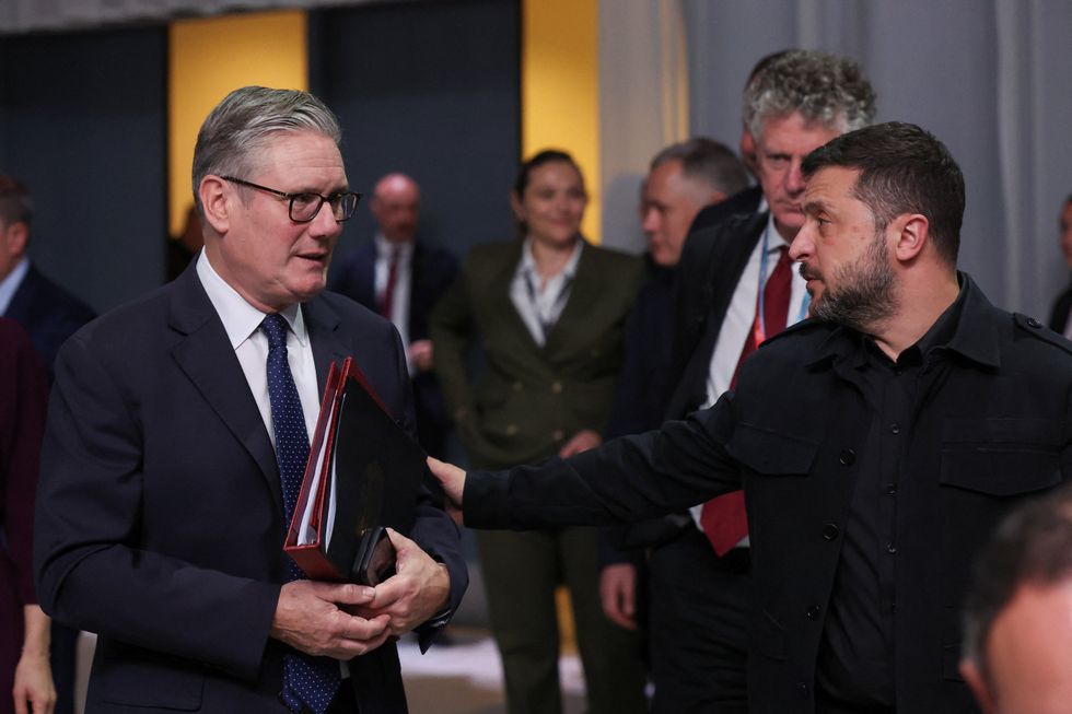 Keir Starmer speaks with Volodymyr Zelensy in Copenhagen