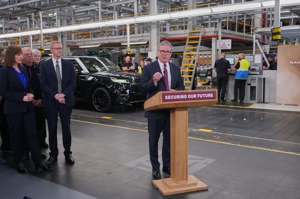 Keir Starmer \u200bspeaking at a Jaguar Land Rover plant in the West Midlands