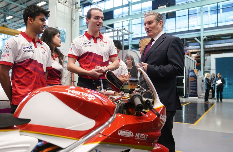 Keir Starmer with an electric motorbike