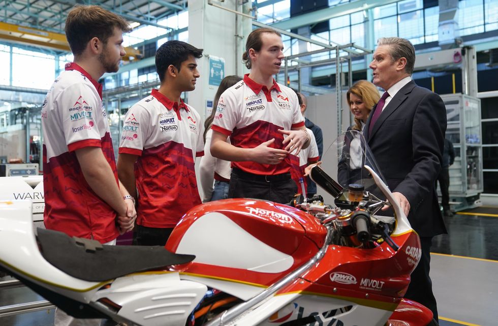 Keir Starmer with an electric racing motorbike