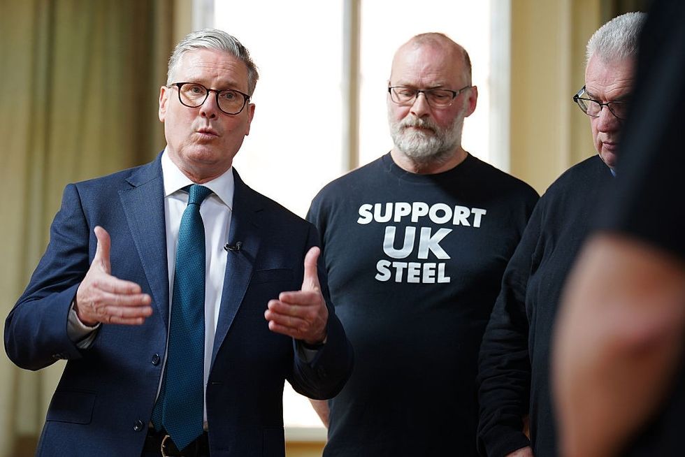 Keir Starmer with Support UK Steel campaigners