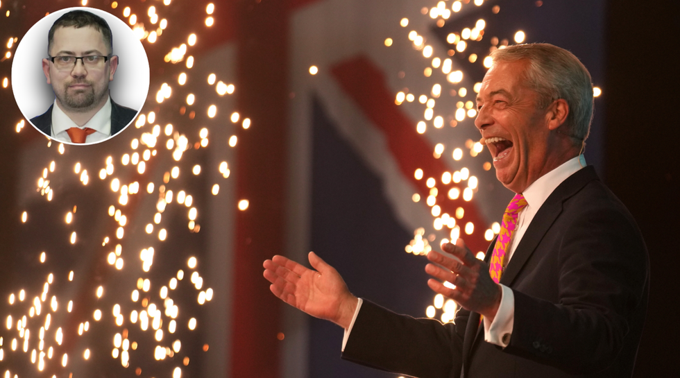 Keith Bays (left), Nigel Farage (right)