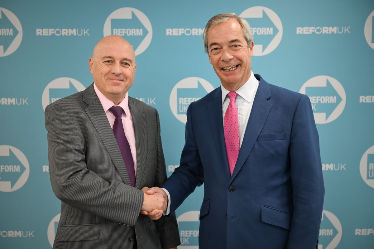 Keith Prince shakes hands with Nigel Farage
