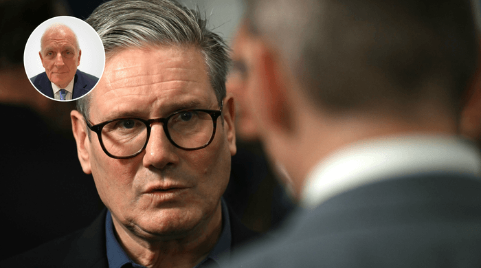 Kelvin MacKenzie (left), Keir Starmer (middle)