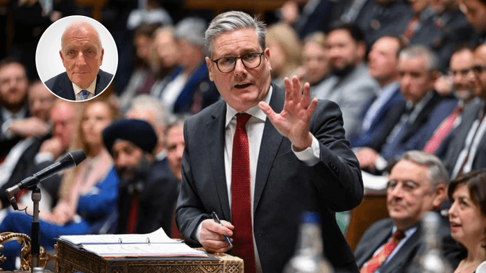 Kelvin MacKenzie (left), Keir Starmer (right0