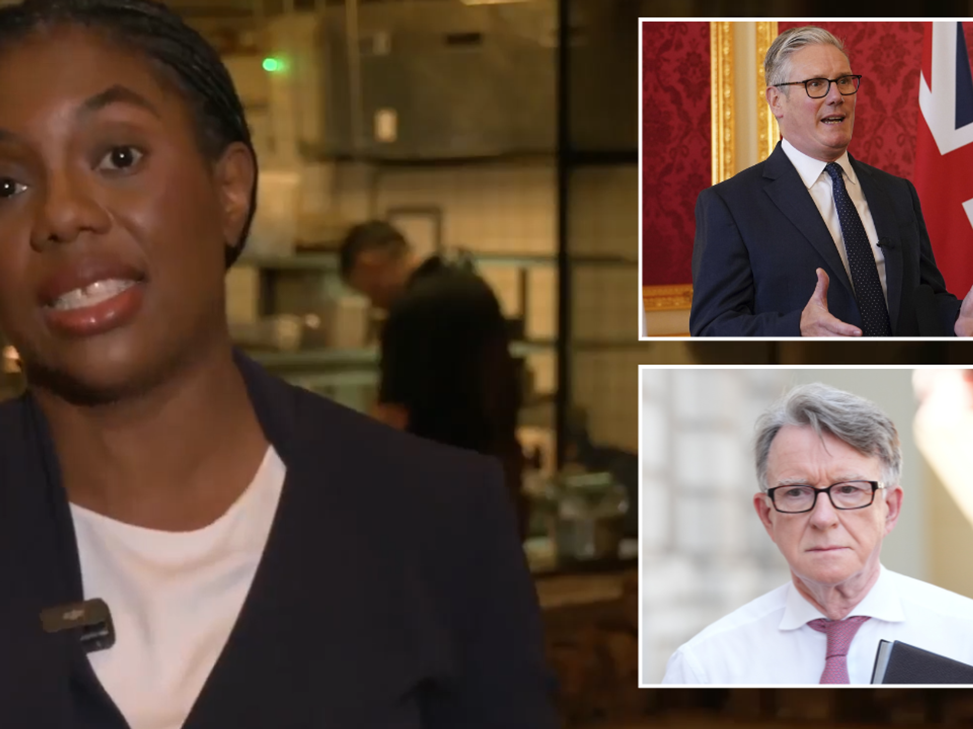 Kemi Badenoch, Keir Starmer and Lord Mandelson