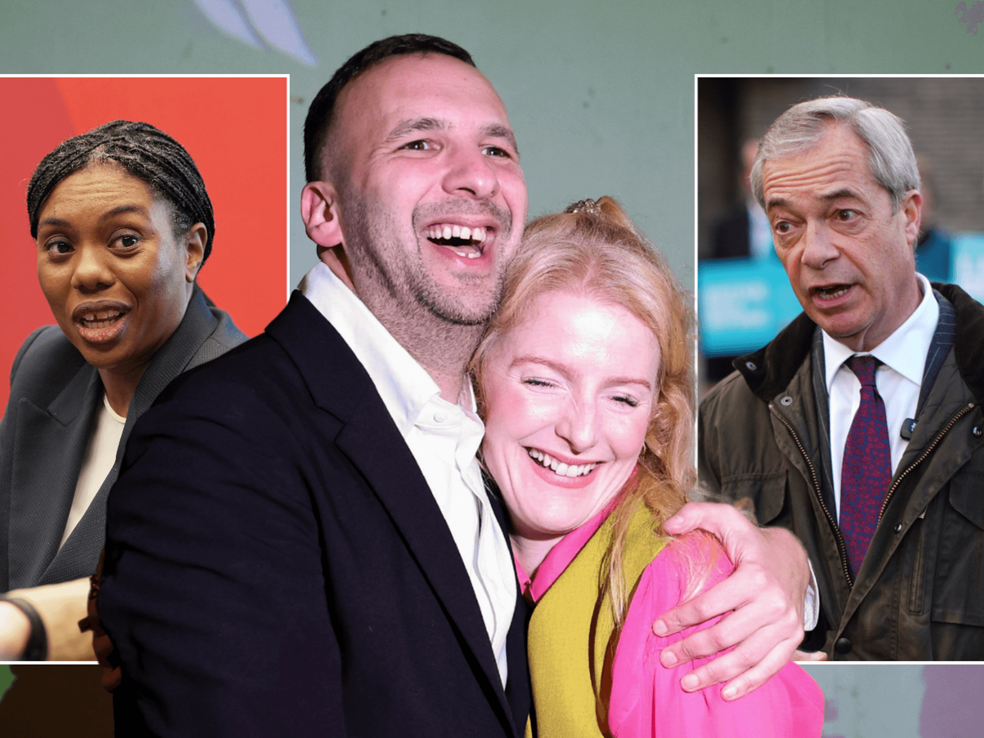 Kemi Badenoch; Zack Polanski and Hannah Spencer; Nigel Farage