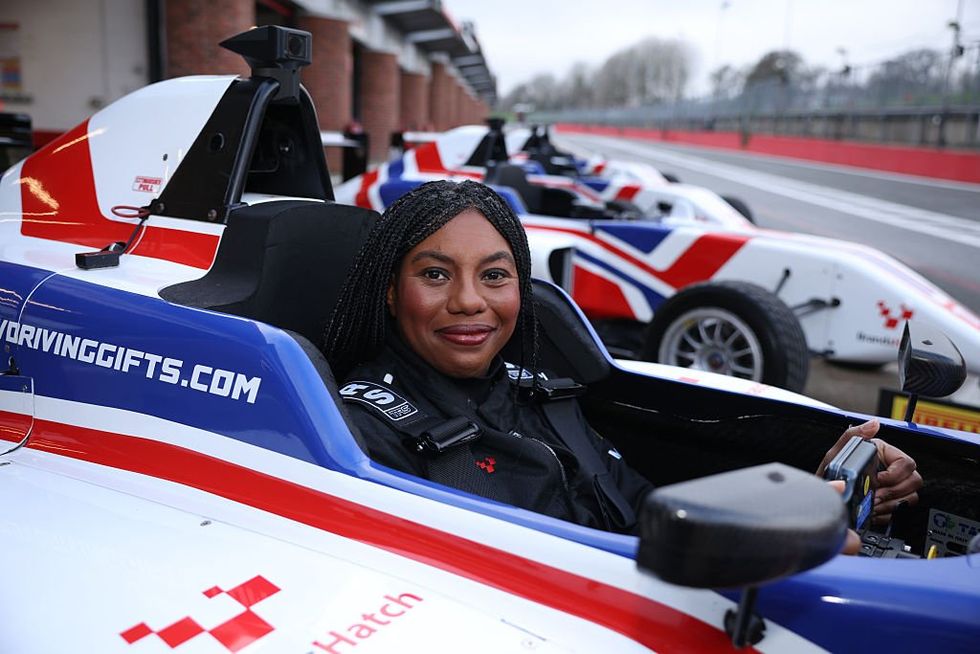 Kemi in a racecar