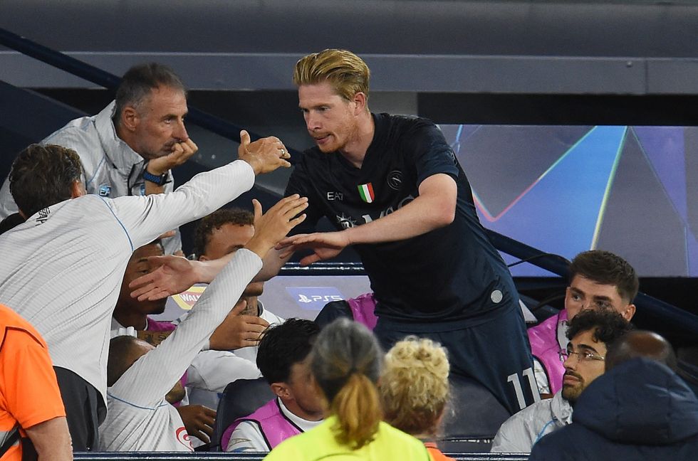 Kevin De Bruyne, on his City return, was subbed off after Napoli went down to 10 men