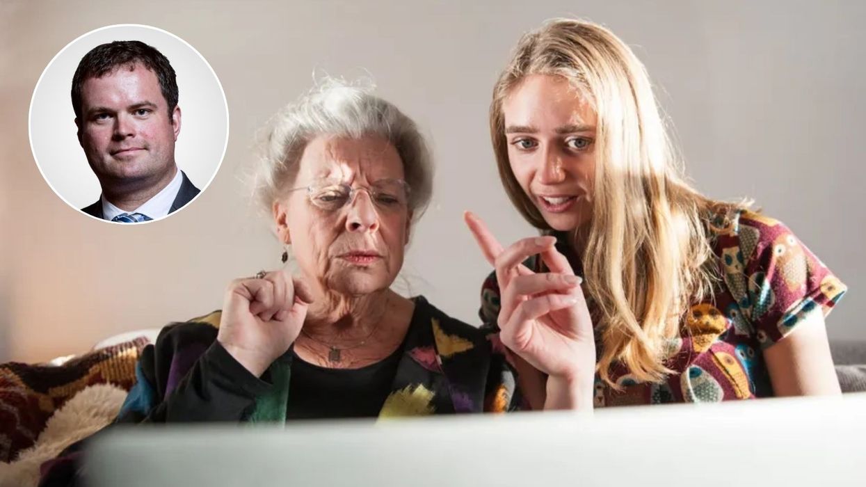 Kevin Foster and grandparent and teenage grandchild in stock images