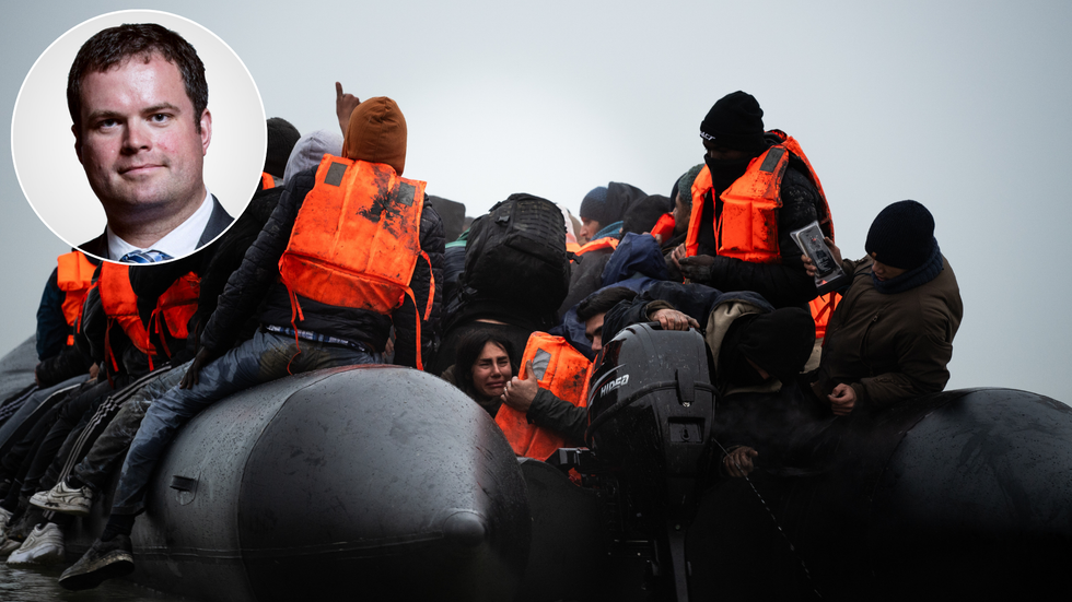 Kevin Foster and migrant boat crossing the channel