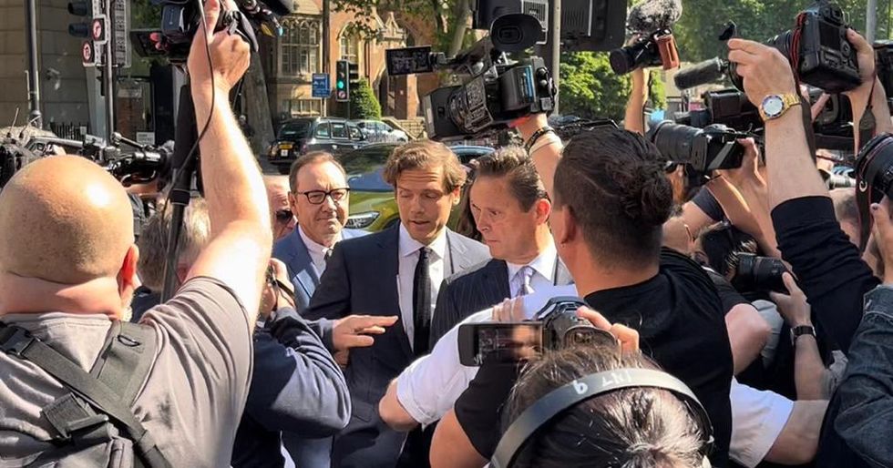 Kevin Spacey arriving at court