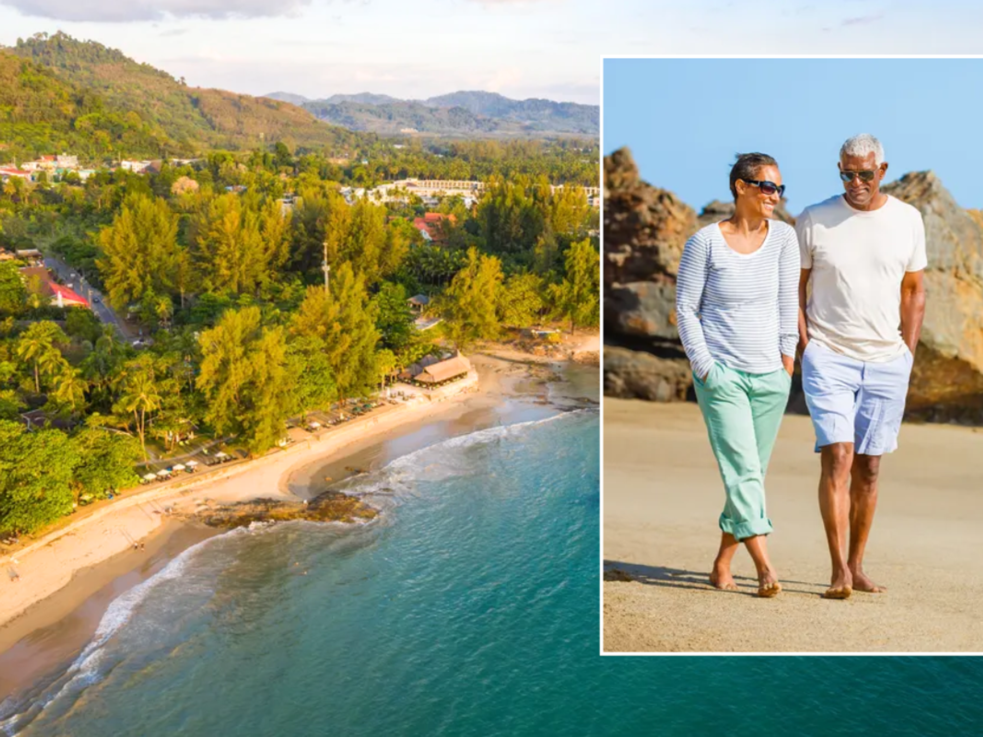 Khao Lak beach Thailand / middle aged couple walking on beach