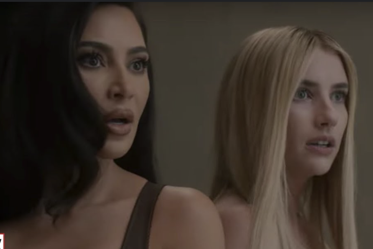 Kim Kardashian and Emma Roberts