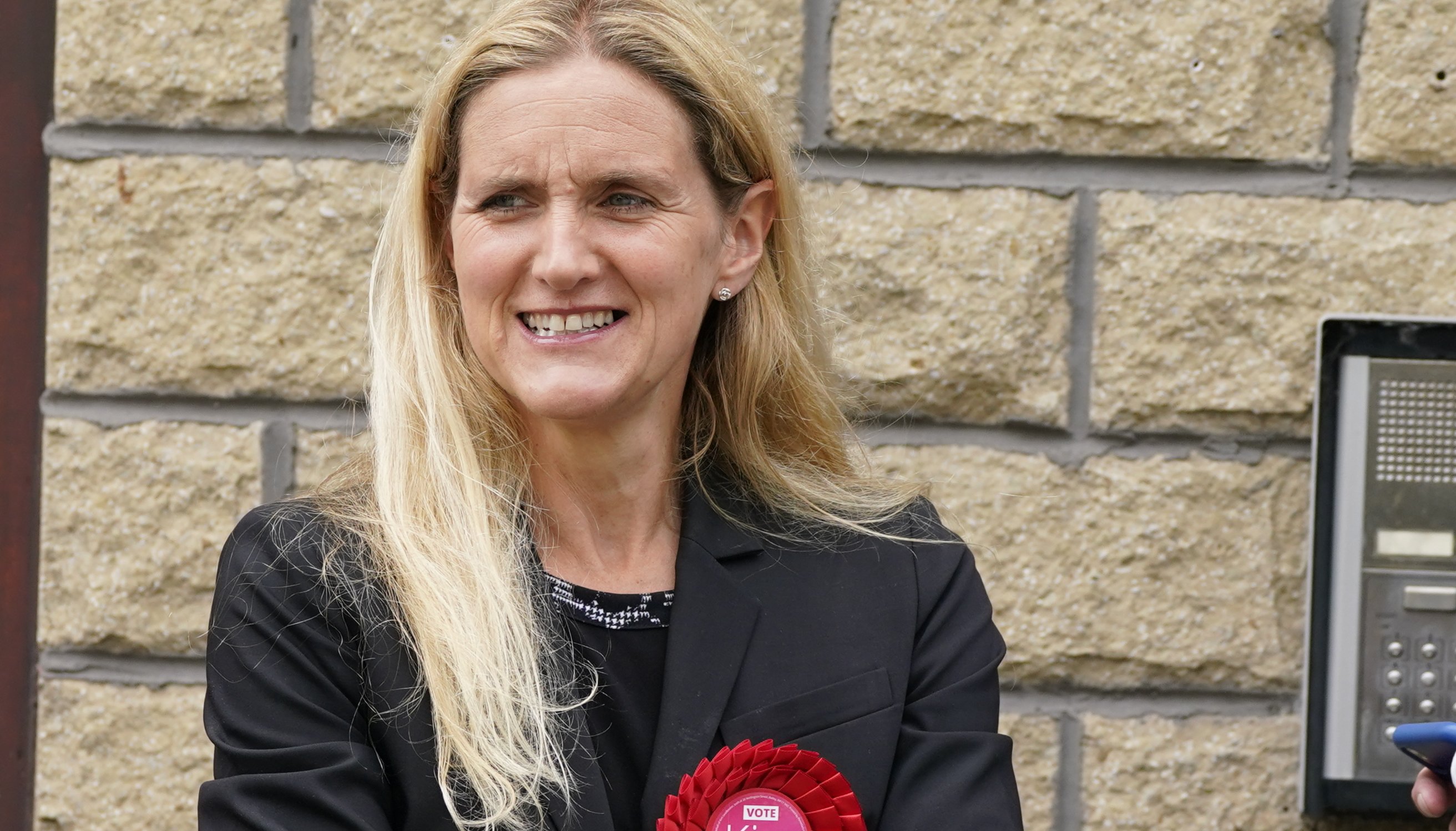 Kim Leadbeater in Clackheaton after she won the Batley and Spen by-election
