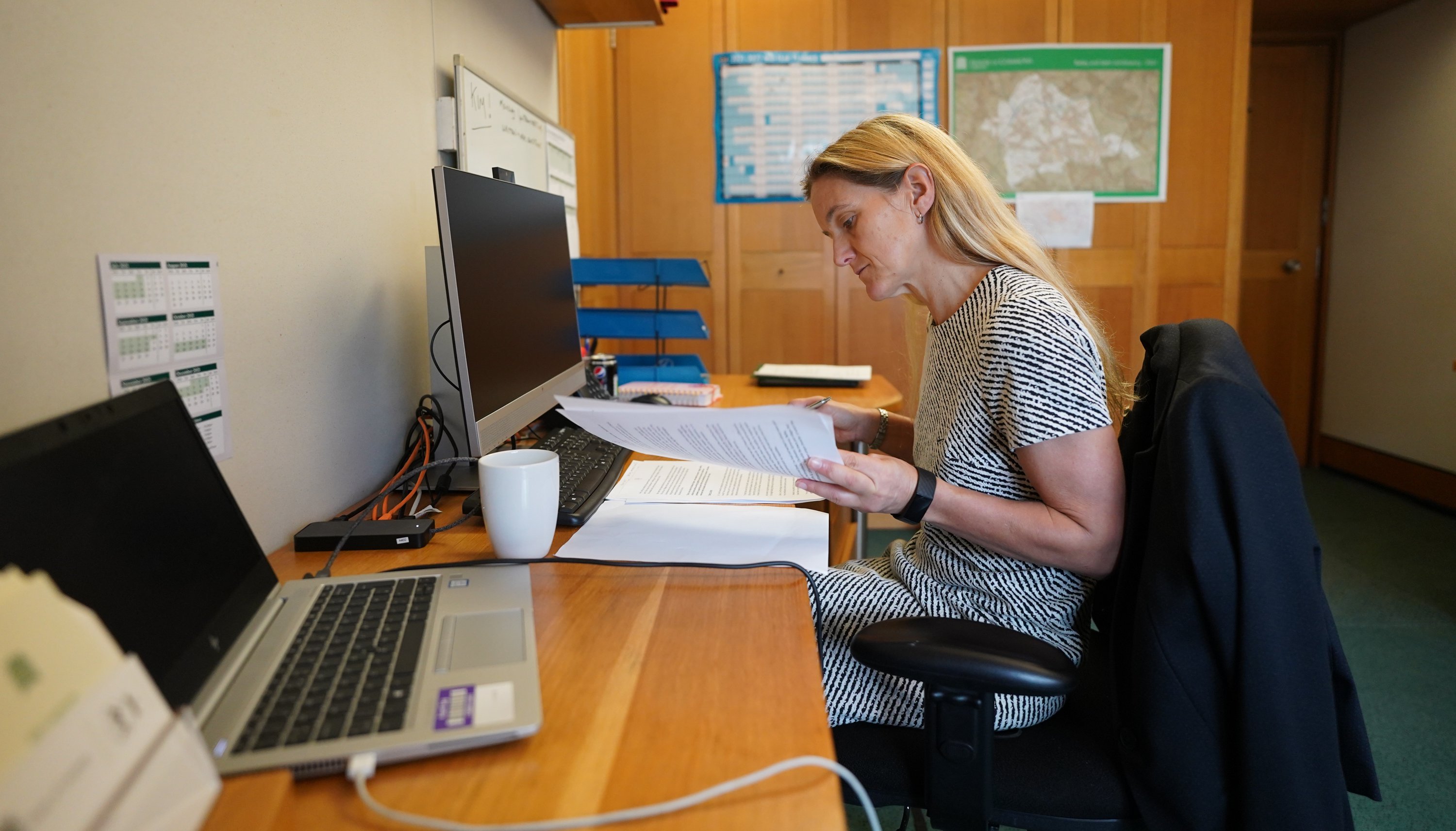 Kim Leadbeater in her office at the Houses of Parliament, Westminster, ahead of making her maiden speech in the House of Commons during a backbench debate on the legacy of her sister, murdered MP Jo Cox.