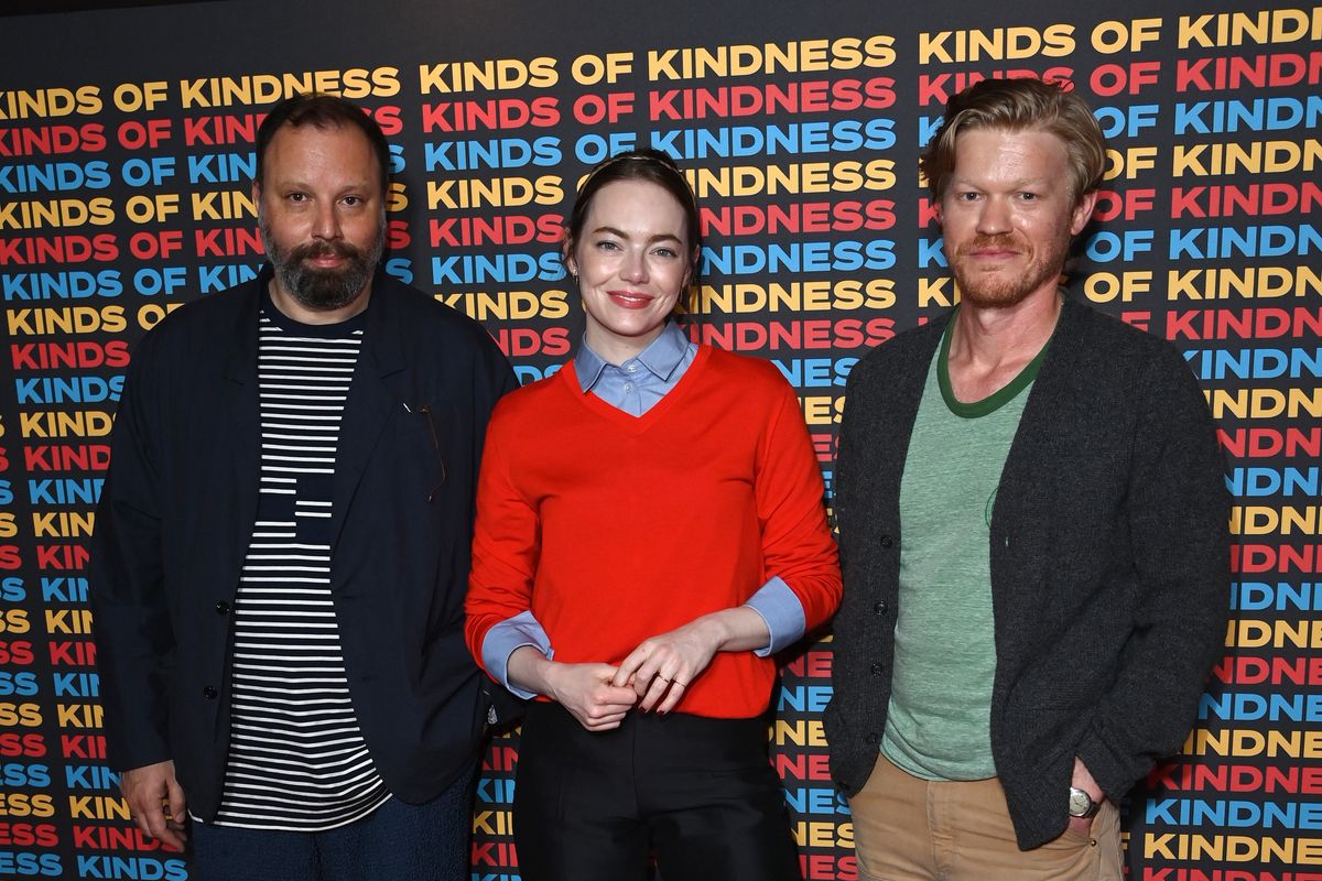 Kinds of Kindness: Emma Stone and Jesse Plemons with director Yorgos Lanthimos
