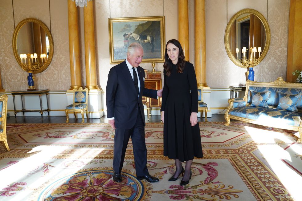 King Charles and Jacinda Ardern
