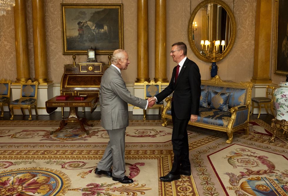 King Charles and President of Latvia Edgars Rinkevics
