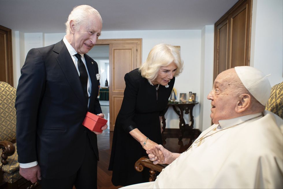 King Charles and Queen Camilla and Pope Francis